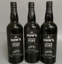 3 bottles Dow's crusted port (Est. plus 24% premium inc. VAT) Condition Report: Generally good