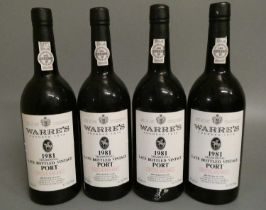 4 bottles Warre's 1981 LBV port, OWC (Est. plus 24% premium inc. VAT) Condition Report: Generally