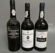 3 bottles of vintage port, comprising Warres 1984, Smith Woodhouse 1988 and Fonseca 1998 (Est.