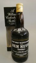 1 bottle Ben Nevis 22 year old pure malt whisky, 46%, distilled June 1965, bottled November 1987,