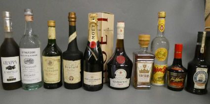 10 bottles of mixed alcohol, including Moet & Chandon champagne, Five Kings brandy, Fine Calvados,