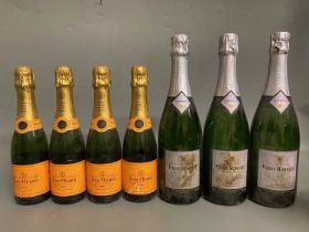 4 half bottles Veuve Clicquot champagne brut, together with 3 2004 Pierre Moncuit, brut millesime