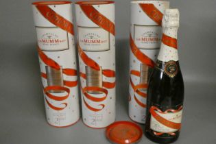 3 bottles Mumm Cordon Rouge, 2000, brut champagne, in tubes (Est. plus 24% premium inc. VAT)