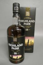 1 bottle Highland Park 18 year old Orkney single malt whisky, 43%, boxed (Est. plus 24% premium inc.