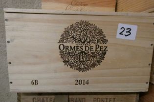 6 bottles Chateau Ormes de Pez, 2014, St. Estephe, Famille J.M. Cazes, OWC (Est. plus 24% premium