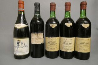 5 bottles of red, comprising 1 Gevrey-Chambertin, 1997, moillard, 1 Garrfeira Particular, 1963,