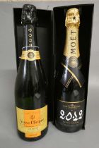 2 bottles of vintage champagne, comprising 1 2012 Moet & Chandon grand vintage and 1 2008 Veuve