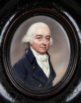 HENRY BONE (1755-1834) J. Clements Esq., half length portrait, oval, enamel on copper miniature,