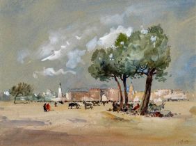 HERCULES BRABAZON BRABAZON (1821-1906), View of Oujda, Morocco, watercolour and pencil heightened