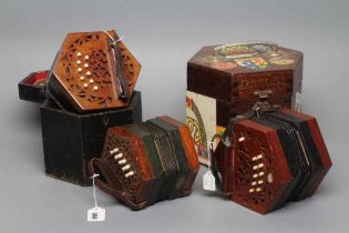 A LACHENAL & CO., LONDON CONCERTINA, Serial No. 84297, with mahogany ends and twenty one bone