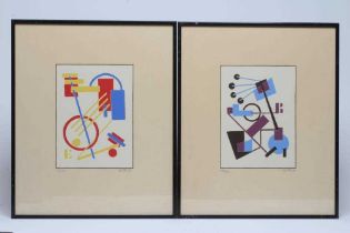 Y SANDOR BORTNYIK (Hungarian 1893-1976) Untitled, screenprint, a pair, signed in pencil, limited