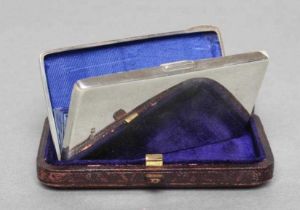 A VICTORIAN SILVER CARD CASE, maker George Unite, Birmingham 1891, of plain rounded oblong form,