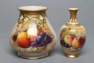 A ROYAL WORCESTER CHINA SMALL VASE, 1922, of rounded ovoid form, painted in colours with a