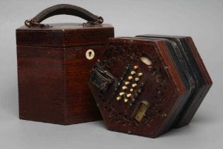 A LACHENAL & CO., LONDON CONCERTINA, Serial No.58118, with rosewood ends, forty eight bone