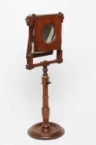 A MAHOGANY AND INLAID ZOGROSCOPE, 19th century, of usual form with magnifying glass and mirror