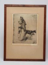 Y ERICH WOLFSFELD (Polish 1884-1956) "The Goat Herd", etching, signed in pencil, plate size 12" x