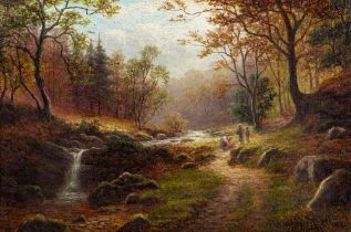 WILLIAM MELLOR (1851-1931) ”Thornton Ghyll, Ingleton”, oil on canvas, signed, inscribed to