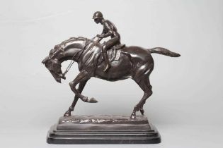 AFTER PIERRE JULES MENE (French 1810-1879) Equestrian Figure, 20th century, bronze, the oblong