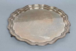 A SILVER SALVER, maker's mark J.G. Ltd., Birmingham 1937, of lobed circular form with pie-crust rim,