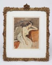 ALBERT HENRY COLLINGS (1868-1947) Seated Female Nude, watercolour and pencil, signed and dated 1918,