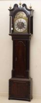 A MAHOGANY CHIMING LONGCASE, the triple weight movement quarter chiming on eight bells, 14 1/2"