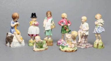 EIGHT ROYAL WORCESTER CHINA FIGURES modelled by Freda Doughty, comprising Wales (1936), Scotland (