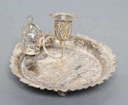 AN EARLY VICTORIAN SILVER "CASTLE TOP" CHAMBERSTICK, maker Taylor & Perry, Birmingham 1841,