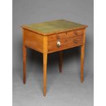 A MAHOGANY LIBRARY SIDE TABLE, early 19th century and later, of oblong form with stringing, the