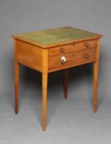 A MAHOGANY LIBRARY SIDE TABLE, early 19th century and later, of oblong form with stringing, the