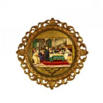 A FRANZ DORFL VIENNA PORCELAIN LARGE CIRCULAR PLAQUE, late 19th century, centrally painted in