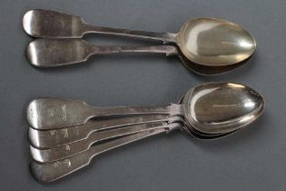 A SET OF FOUR VICTORIAN SILVER TABLESPOONS, maker's mark GA, London 1854, in Fiddle pattern,