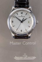 A GENTLEMAN'S JAEGER-LECOULTRE MASTER CONTROL AUTOMATIC WRISTWATCH, the silvered dial with applied