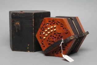 A LACHENAL & CO., LONDON CONCERTINA, Serial No.139490, with mahogany ends and twenty-one bone