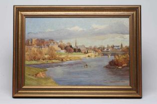 Y MARGARET PEACH (Contemporary) The Junction Beat Kelso, oil on canvas, signed, 16 1/4" x 24”,