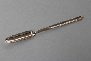 A LATE GEORGE III SILVER MARROW SCOOP, maker Peter and William Bateman, London 1813, of typical