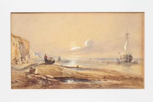 CIRCLE OF RICHARD PARKES BONNINGTON (1802-1828) Coastal Scene with Figures, watercolour and pencil