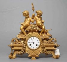 A FRENCH ORMOLU MANTEL CLOCK, 19th century, the twin barrel movement with anchor escapement and