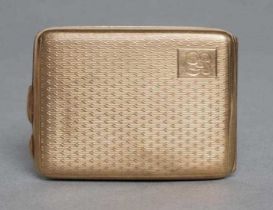 A 9CT GOLD VESTA CASE, maker's mark indistinct, Birmingham 1925, of rounded oblong form with all