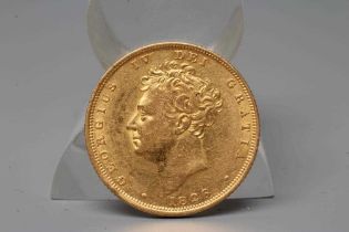 A GEORGE IV SHIELD BACK SOVEREIGN, 1826, 8g (Est. plus 20% premium)