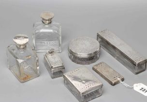 A GENTLEMAN'S EARLY VICTORIAN SILVER MOUNTED TRAVELLING DRESSING SET, maker Thomas Diller, London