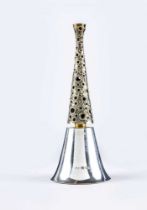 STUART DEVLIN - a silver table bell, London 1968, the conical gilt handle cast and pierced with