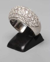A DIAMOND COCKTAIL RING, the domed panel pave set with numerous stones totalling approximately 2.