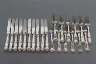 A SET OF ELEVEN SCOTTISH SILVER DESSERT FORKS, maker W&P Cunningham, Edinburgh 1814, in single