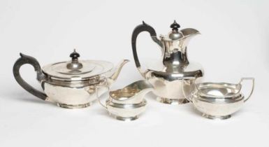 A FOUR PIECE SILVER TEA AND COFFEE SERVICE, maker Manoah Rhodes, Sheffield 1921 and 1923 (teapot),