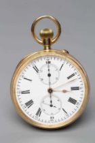 A TOP WIND POCKET WATCH, the white enamel dial with centre seconds and two subsidiary dials, the