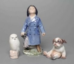 A ROYAL COPENHAGEN FRENCH BULLDOG, No.1134, 2 3/4" high, together with a figure modelled by Ada