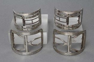 TWO PAIRS OF GEORGIAN GENTLEMAN'S SILVER SHOE BUCKLES, of plain convex oblong form, one with
