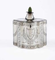 A GEORGE III SILVER TEA CADDY, maker Henry Chawner, London 1788, of serpentine form, the flat hinged