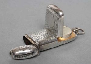 A LATE VICTORIAN SILVER SOVEREIGN/VESTA CASE, Birmingham 1901/2, of plain rounded oblong form with
