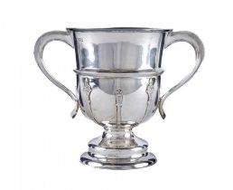 AN ARTS AND CRAFTS SILVER TWO HANDLED TROPHY, maker Goldsmiths & Silversmiths Co. Ltd., London 1912,